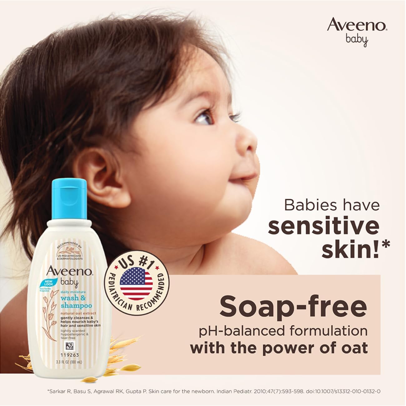 Aveeno Baby Daily Moisture Wash and Shampoo, 100ml