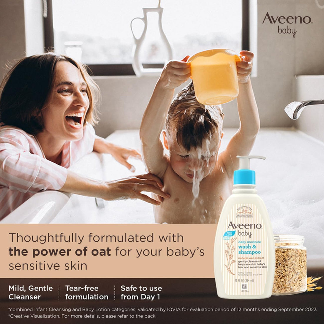 Aveeno Baby Daily Moisture Wash and Shampoo, 354ml