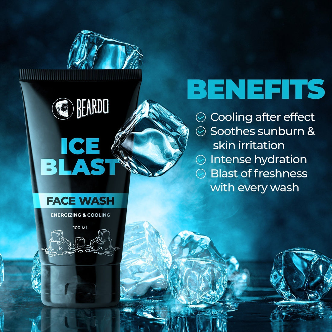 Beardo Ice Blast Facewash Tube with Cap Open