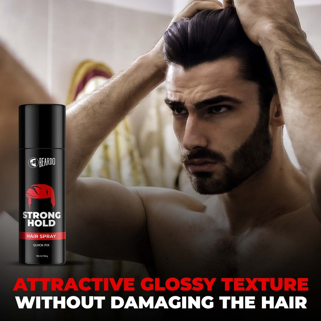 Beardo Strong Hold Hair Spray – Application Demonstration