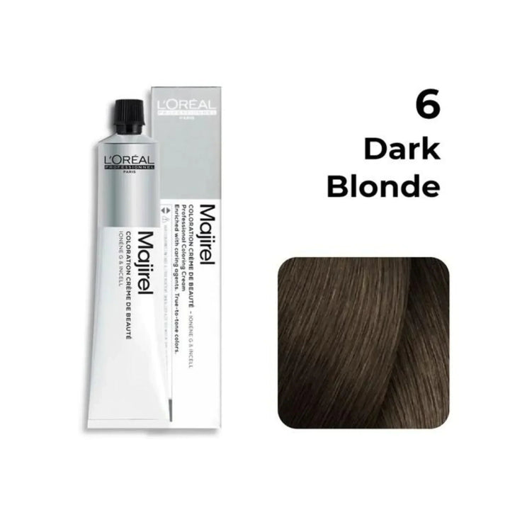 L'Oreal  Professionnel Paris - Majirel - 6 (Dark Blonde) - Mix 1:1.5 - (49.5g) - House of Ateeq