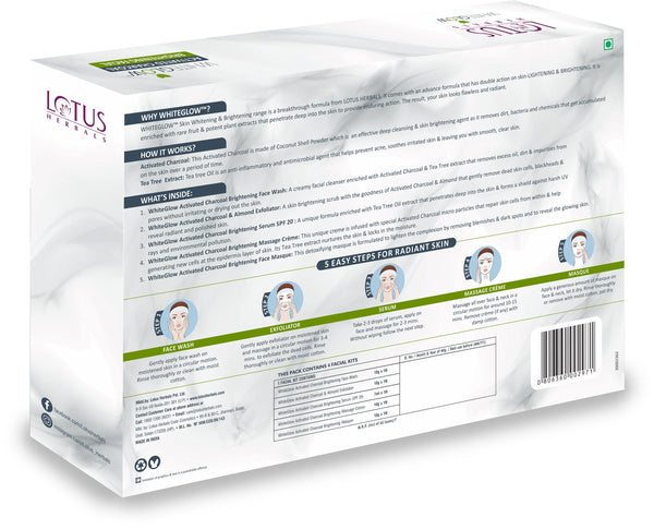 Lotus Herbals WhiteGlow Activated Charcoal Brightening Facial kit- Small