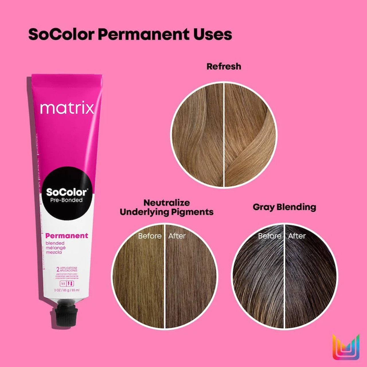 Matrix SoColor permanent cream hair color packaging display