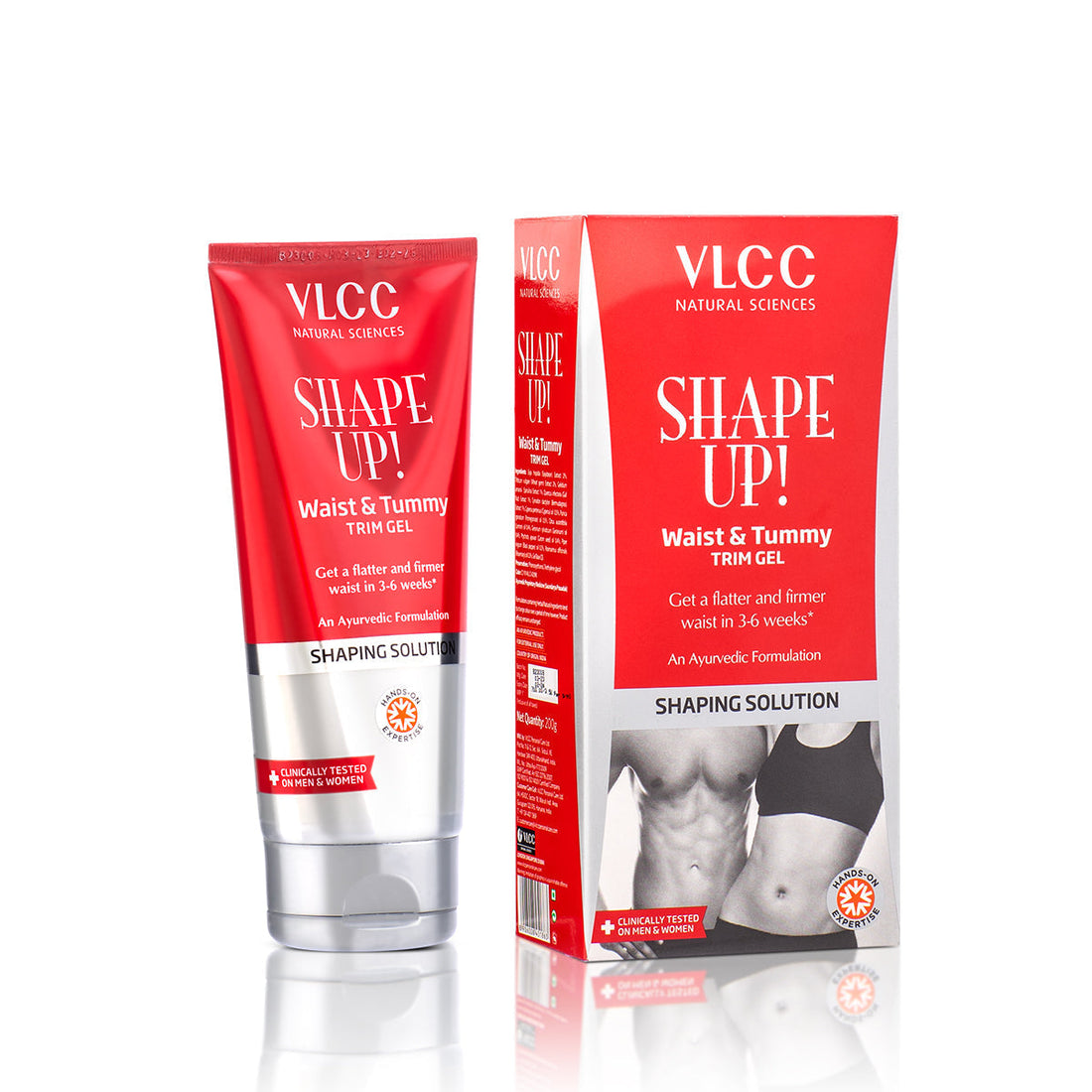 VLCC Shape Up Waist & Tummy Trim Gel packaging on a white background
